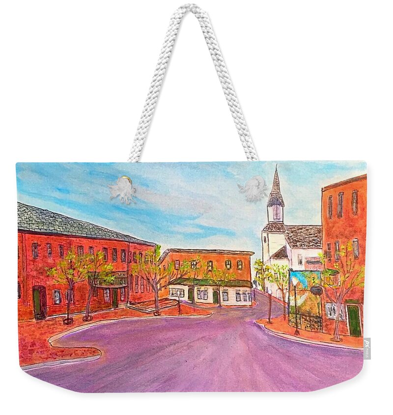 Amesbury Massachusetts Weekender Tote Bag featuring the painting Beautiful Amesbury by Anne Sands