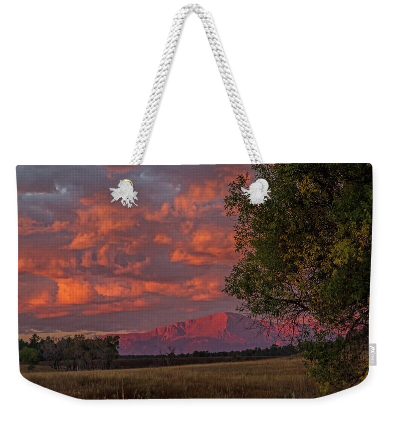 Pikes Peak Weekender Tote Bag featuring the photograph Beautiful Dawn by Alana Thrower