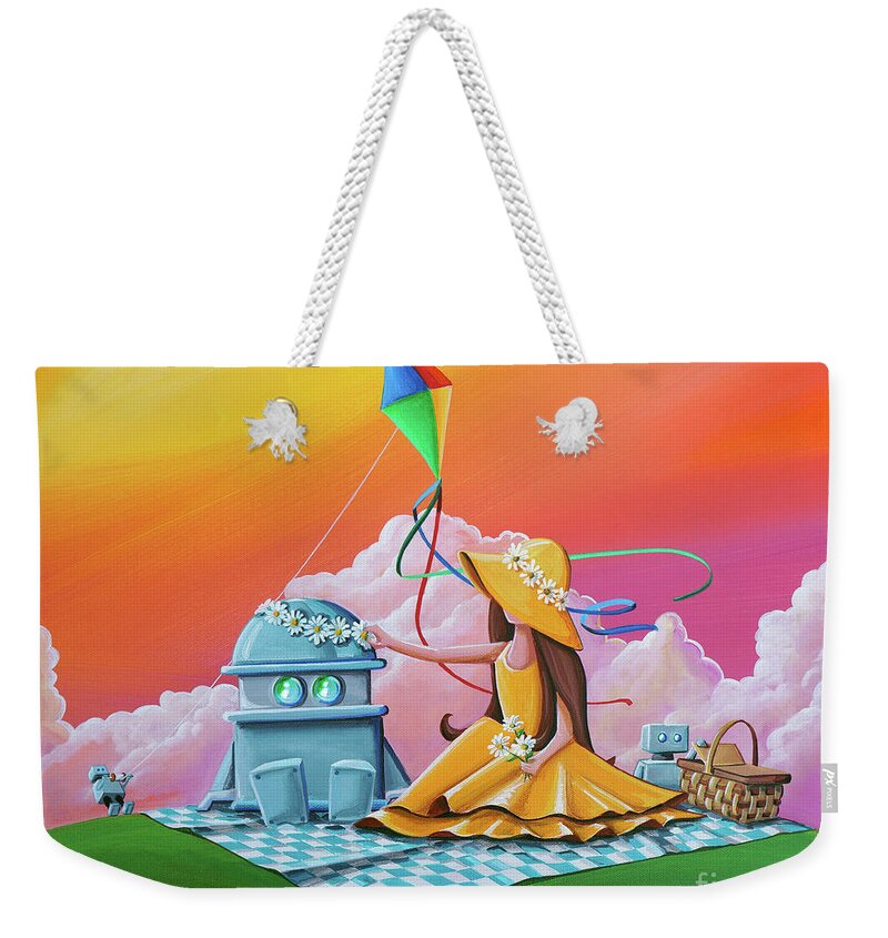 Robot Weekender Tote Bag featuring the painting Beautiful Day For A Picnic by Cindy Thornton