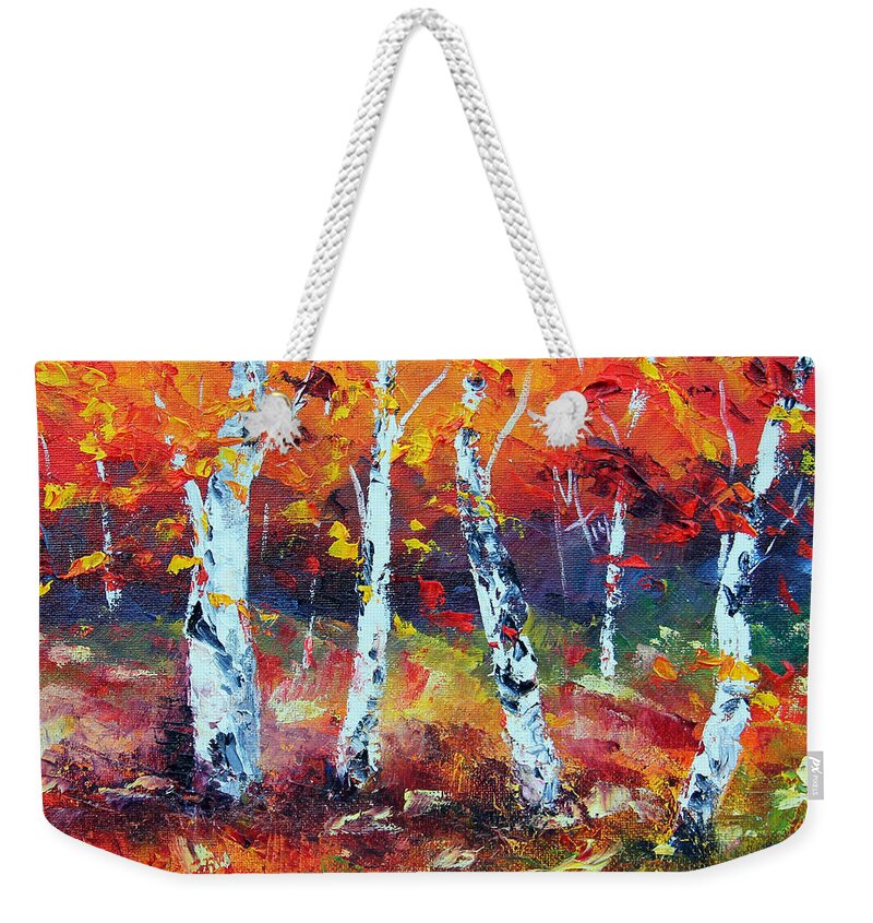 Autumn Weekender Tote Bag featuring the painting Beautiful Demise by Meaghan Troup
