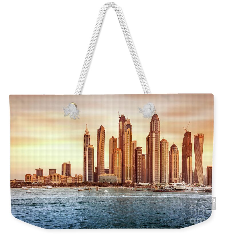 Arab Weekender Tote Bag featuring the photograph Beautiful Dubai cityscape by Anna Om