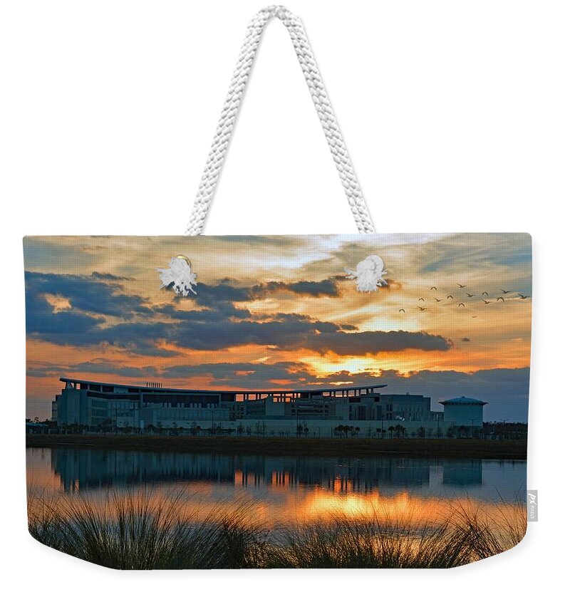 Sunset Weekender Tote Bag featuring the photograph After 5 by Carolyn Mickulas
