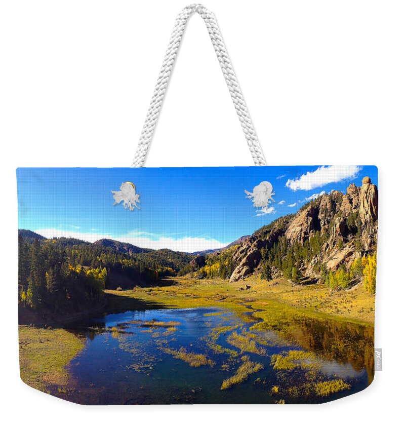 Landscape Weekender Tote Bag featuring the photograph Beautiful Fall View Along Gold Camp Road by Carol Milisen