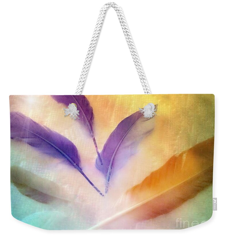 Colorful Feathers Weekender Tote Bag featuring the photograph Beautiful Feathers by Lavender Liu