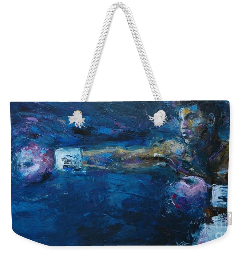 Muhammad Ali Weekender Tote Bag featuring the painting Beautiful Fighter by Dan Campbell
