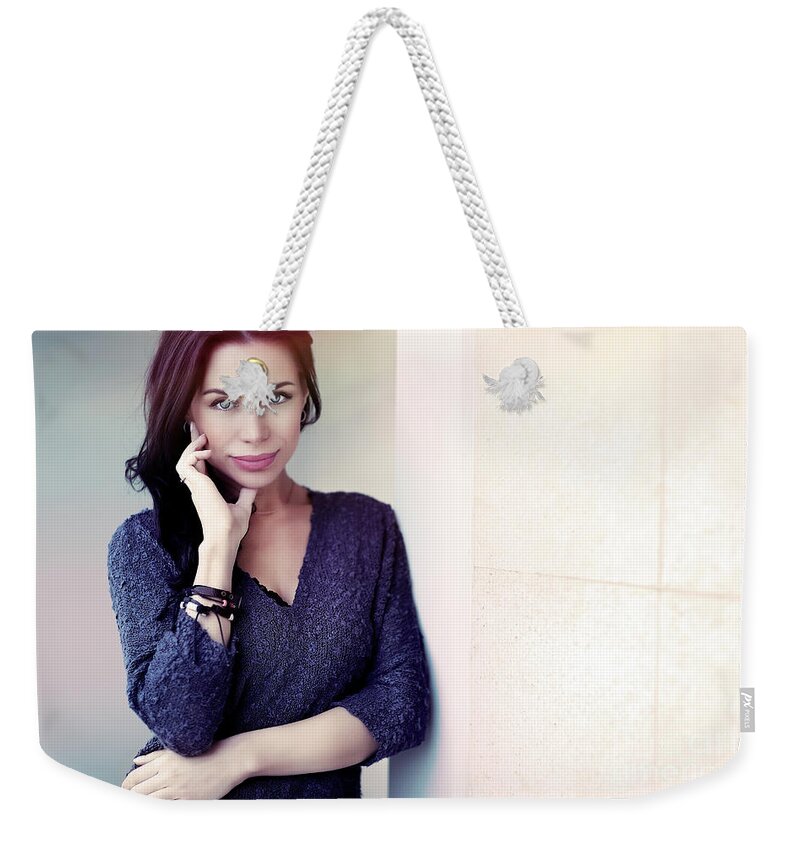 Adult Weekender Tote Bag featuring the photograph Beautiful gentle woman by Anna Om