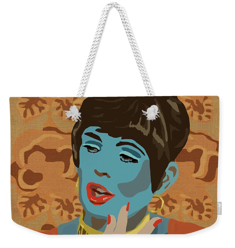 Beverly Weekender Tote Bag featuring the digital art Beautiful Lips - Abigail's Party - Alison Steadman by BFA Prints