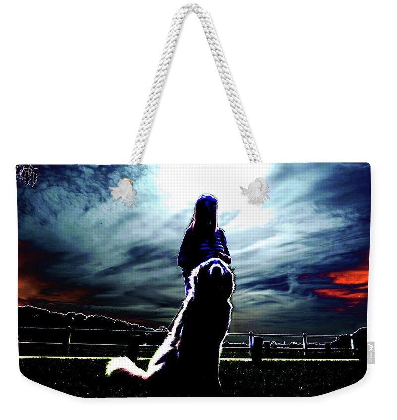 Woman Weekender Tote Bag featuring the digital art Beauty And The Beast by Marc Dettloff