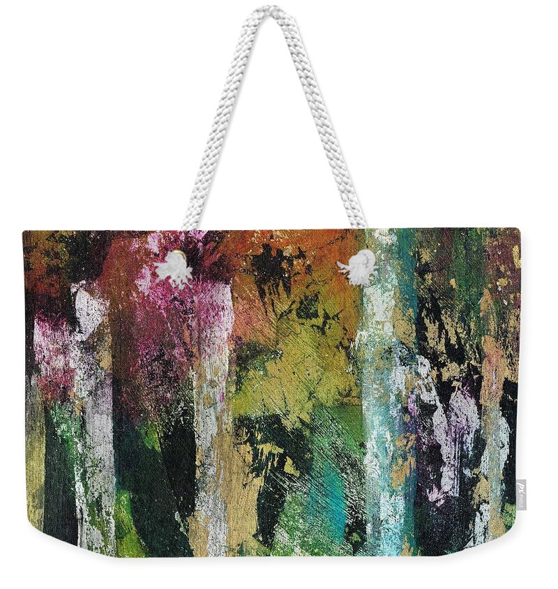 Forests Weekender Tote Bag featuring the painting Beauty in the Abstract Forest by Frances Marino