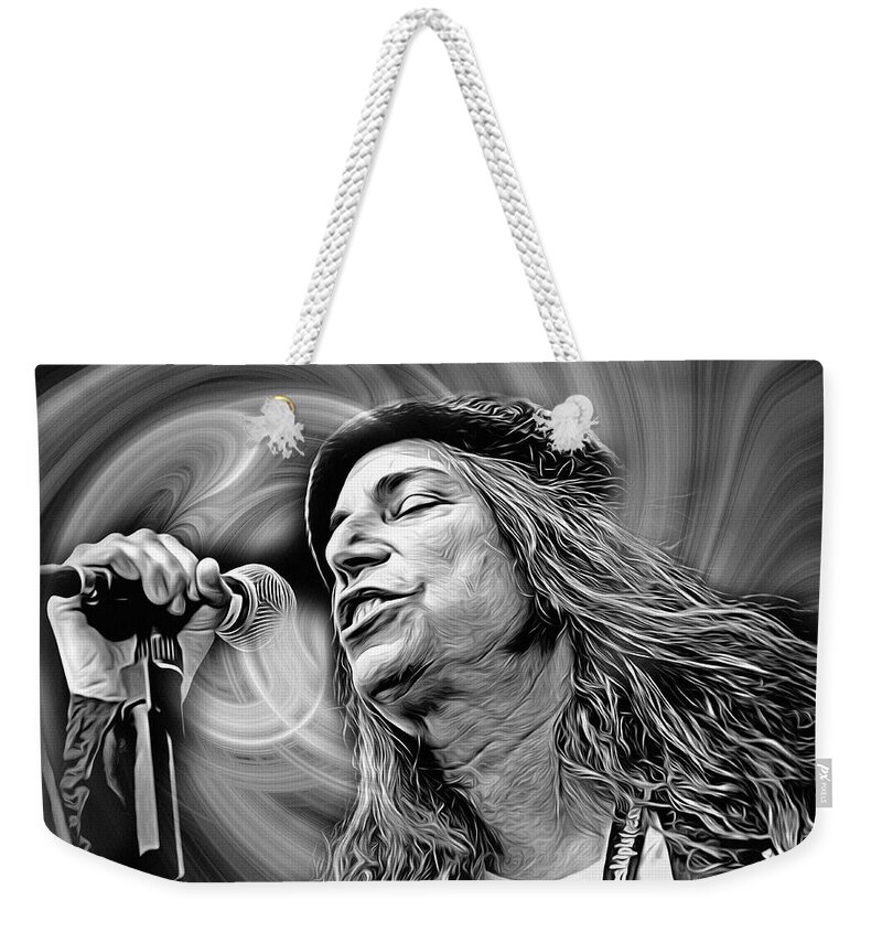 Patti Smith Weekender Tote Bag featuring the digital art Because The Night Patti Smith by Mal Bray