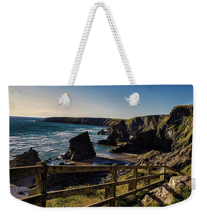 Sea Weekender Tote Bag featuring the photograph Bedruthan Rocks by Martin Newman