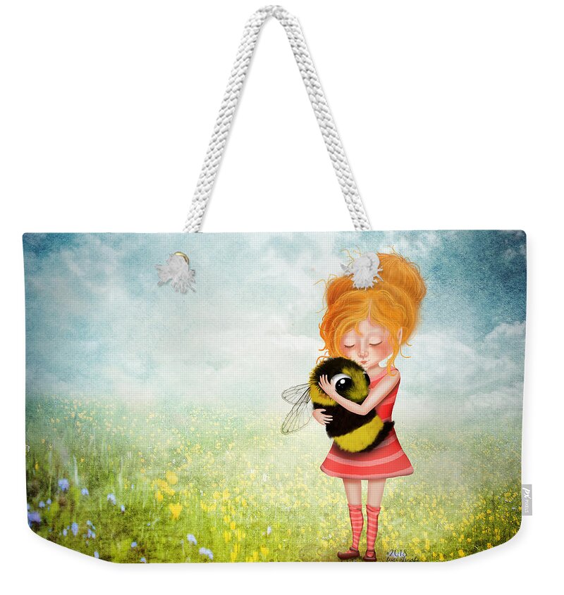 Bee Weekender Tote Bag featuring the digital art Bee Hugger by Laura Ostrowski