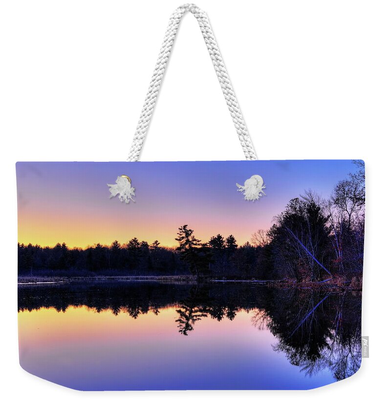 Sunrise Weekender Tote Bag featuring the photograph Before Sunrise On Bentley Pond by Dale Kauzlaric