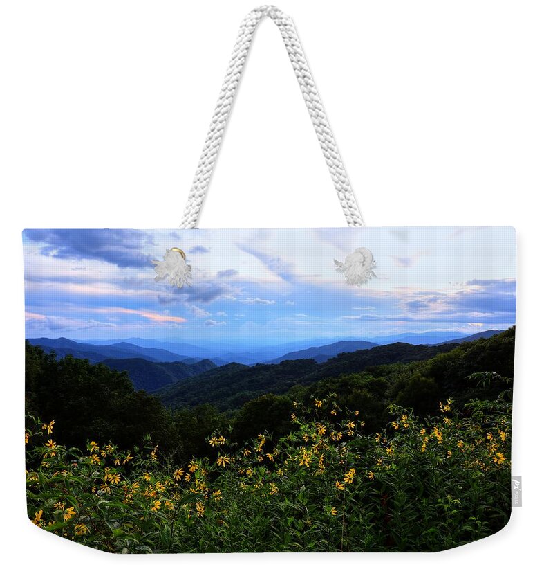 Blue Ridge Parkway Weekender Tote Bag featuring the photograph Before Sunset On The Blue Ridge Parkway by Carol Montoya