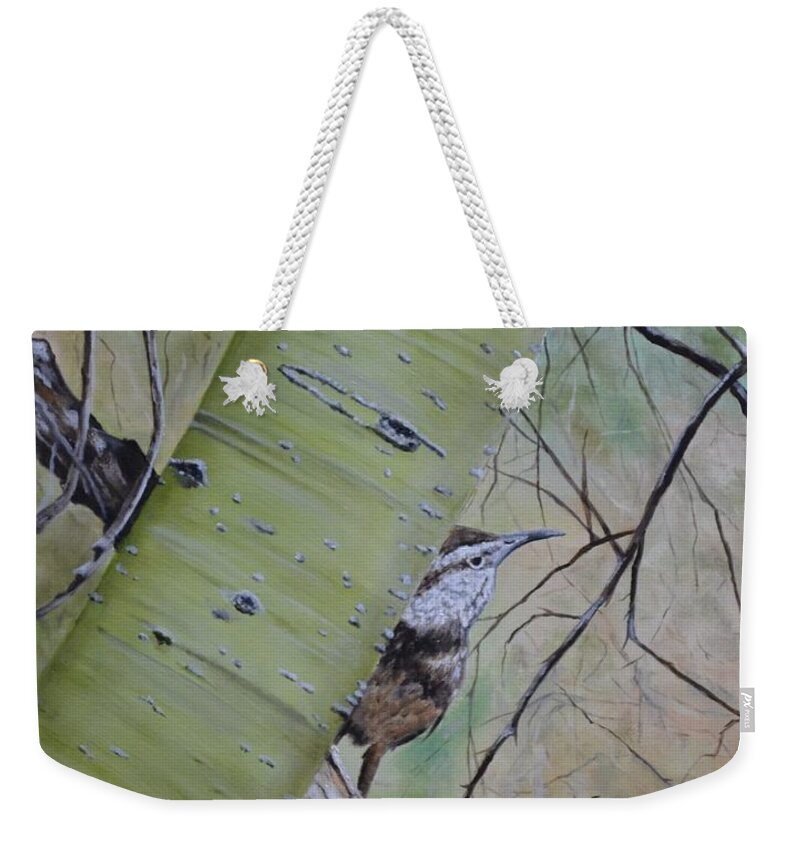 Palo Verde Weekender Tote Bag featuring the painting Behind the Palo Verde by Mary Rogers