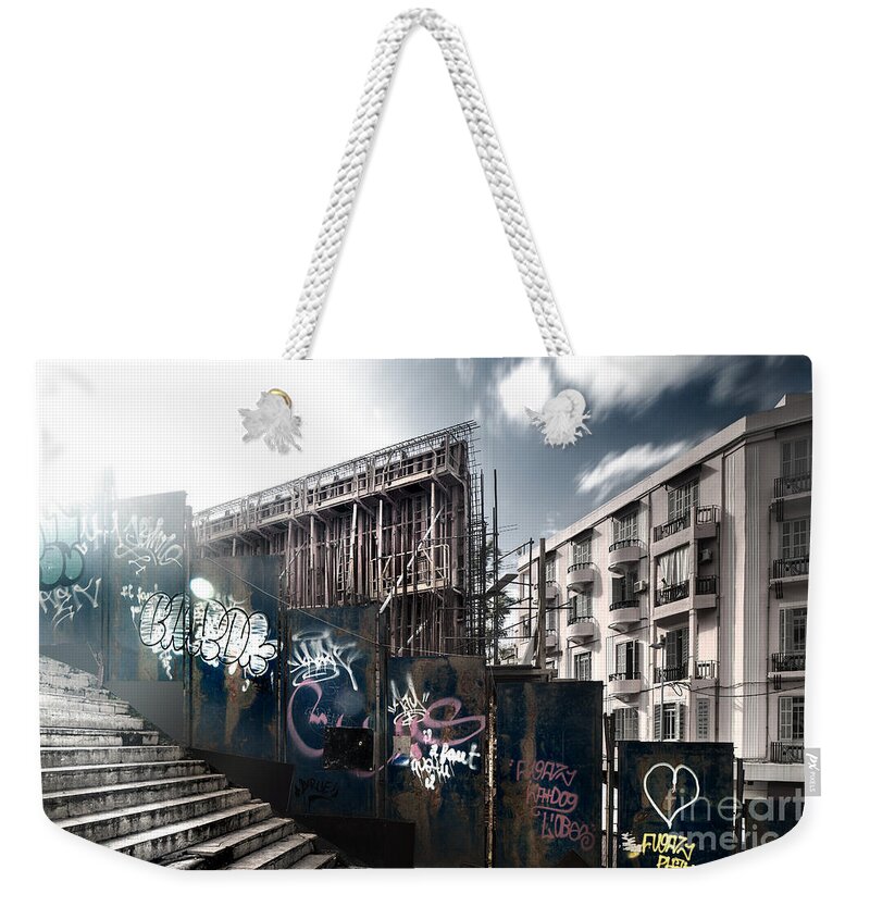 Aged Weekender Tote Bag featuring the photograph Beirut city by Anna Om