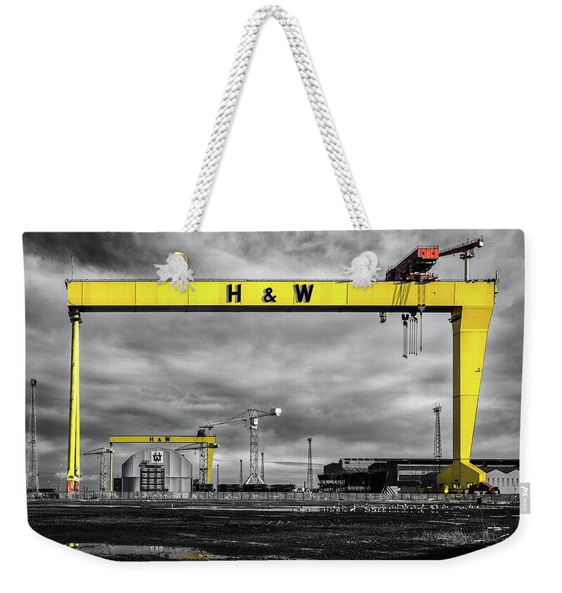 Belfast Weekender Tote Bag featuring the photograph Belfast Shipyard 3 by Nigel R Bell