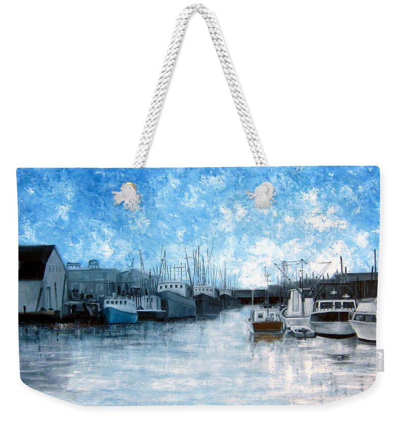 Seascape Weekender Tote Bag featuring the painting Belford NJ by Leonardo Ruggieri