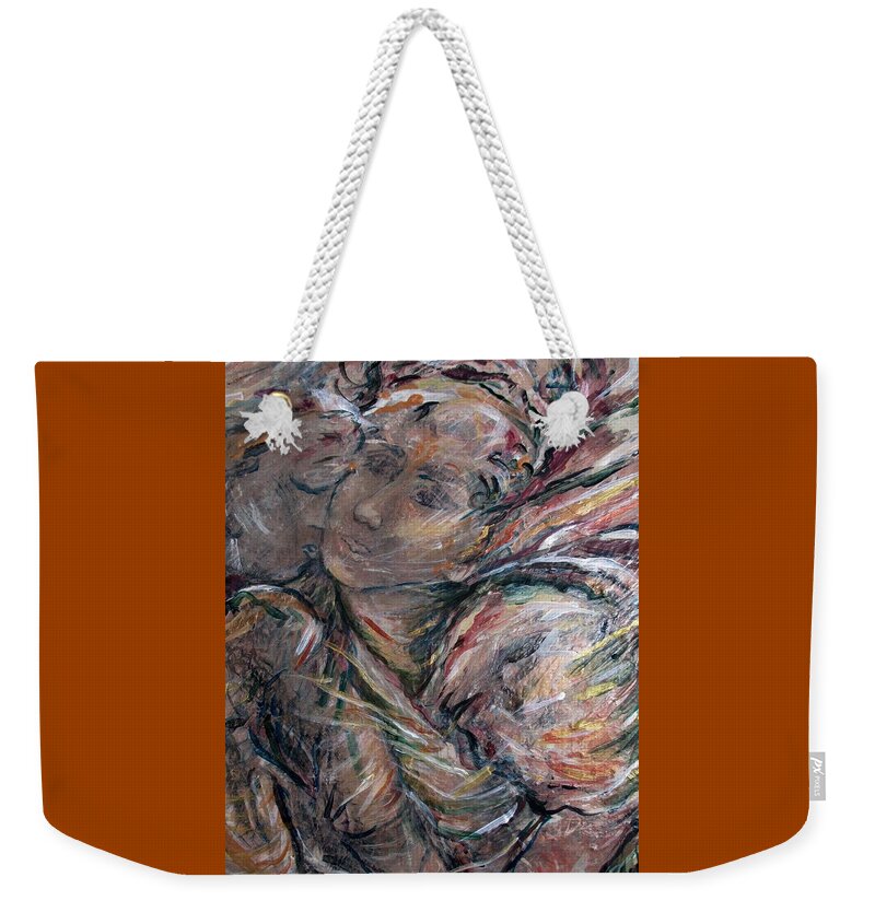 Compassion Weekender Tote Bag featuring the painting Belive2 by Dawn Caravetta Fisher