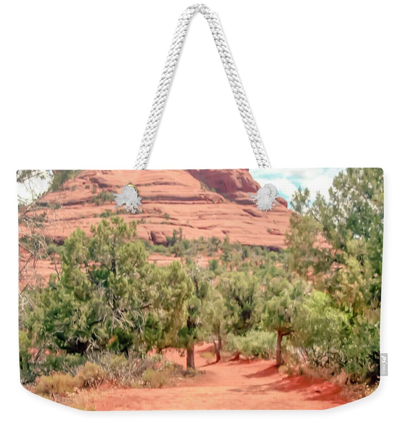 Bell Rock Weekender Tote Bag featuring the pastel Bell rock by Darrell Foster