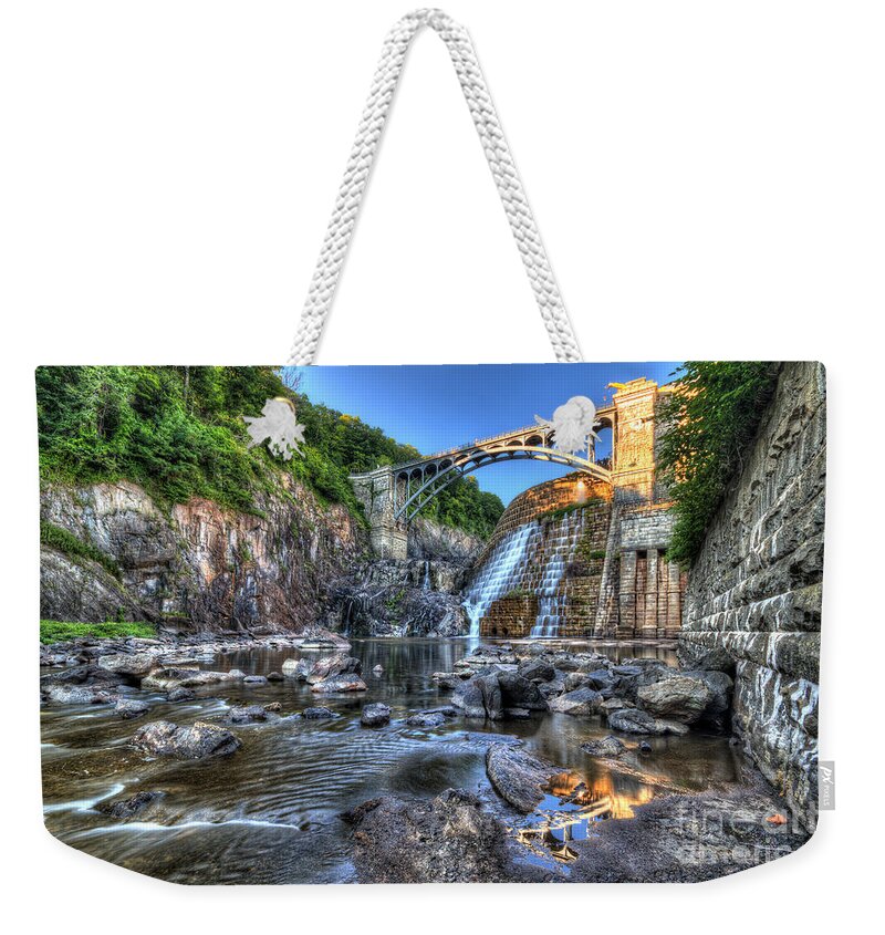 Croton Dam Weekender Tote Bag featuring the photograph Below the Dam by Rick Kuperberg Sr