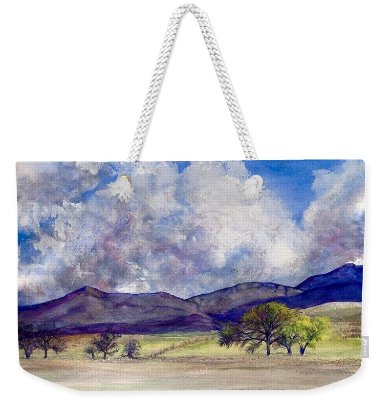 Temecula Weekender Tote Bag featuring the painting Ben Weir Sky by Cheryl Wallace