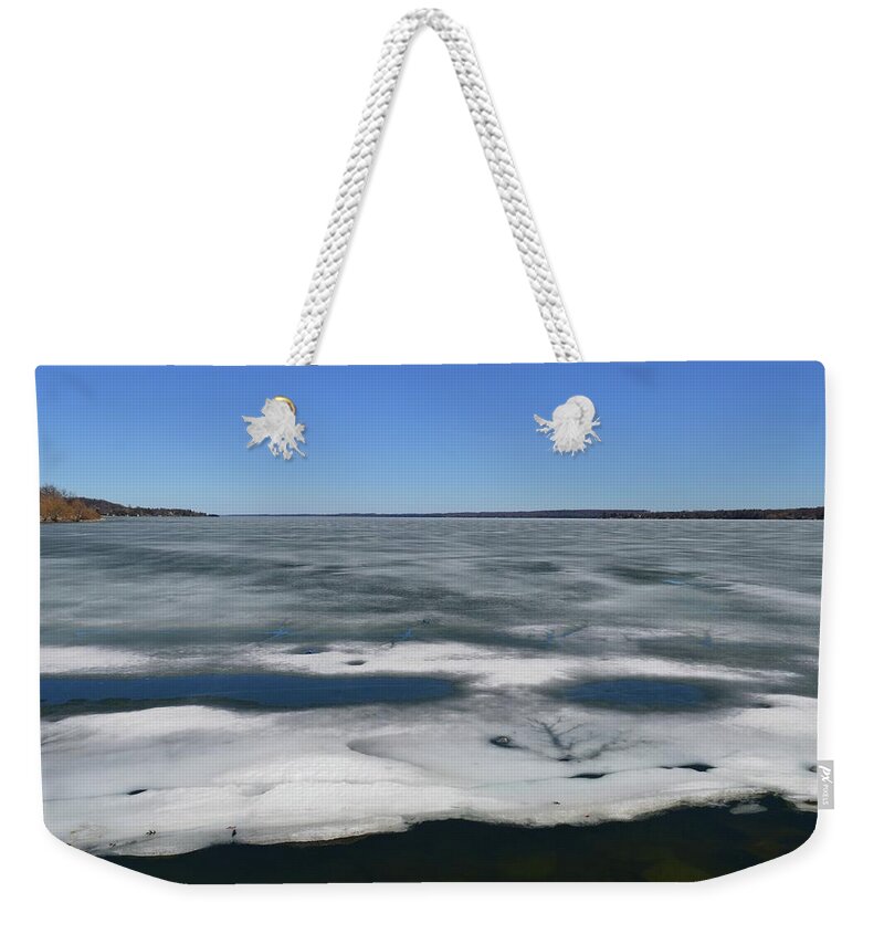 Abstract Weekender Tote Bag featuring the photograph Beneath The Melting Ice by Lyle Crump