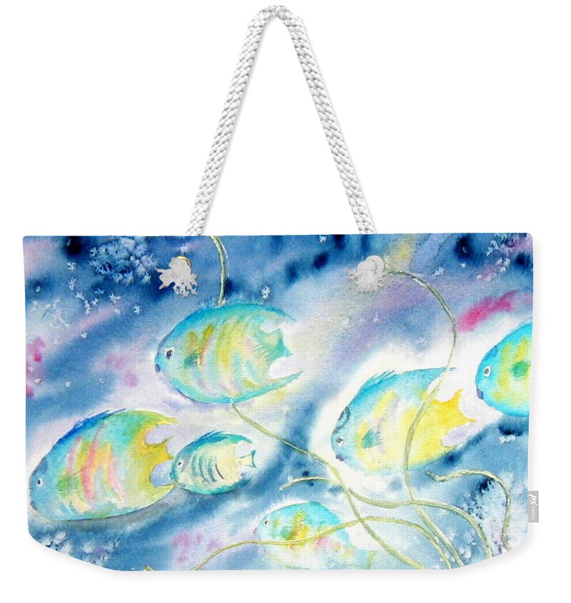 Fish Weekender Tote Bag featuring the painting Beneath the Waves by Diane Kirk