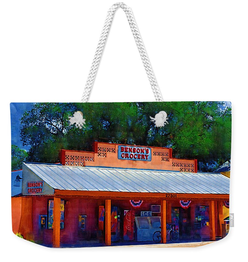 Historical Weekender Tote Bag featuring the photograph Benson's Grocery Store in Bonita Springs by Ginger Wakem