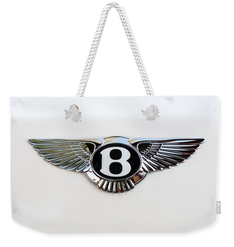 Bentley Emblem Weekender Tote Bag featuring the photograph Bentley Emblem -0081c by Jill Reger
