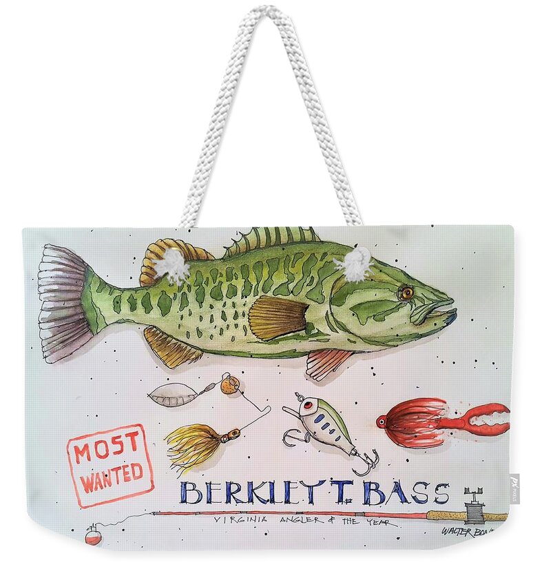 Sketch Weekender Tote Bag featuring the drawing Berkley T Bass by Walter Bone