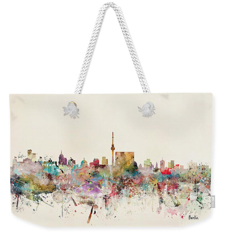 Berlin Weekender Tote Bag featuring the painting Berlin Germany Skyline by Bri Buckley