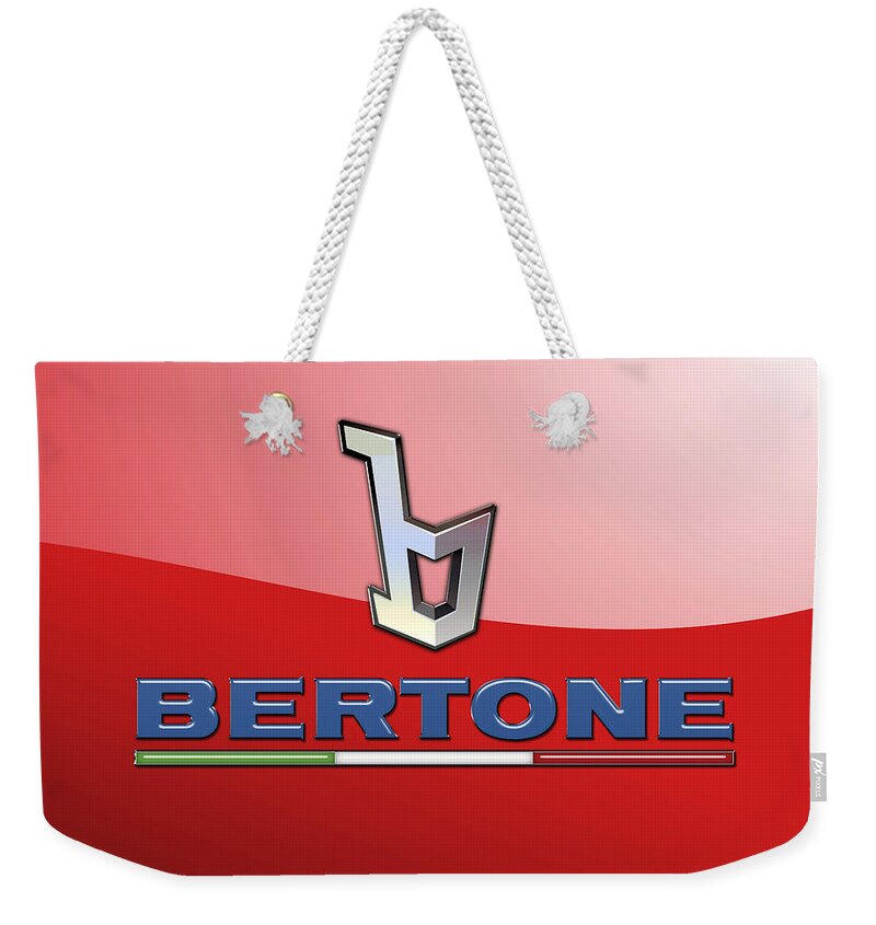 �wheels Of Fortune� Collection By Serge Averbukh Weekender Tote Bag featuring the photograph Bertone 3 D Badge on Red by Serge Averbukh