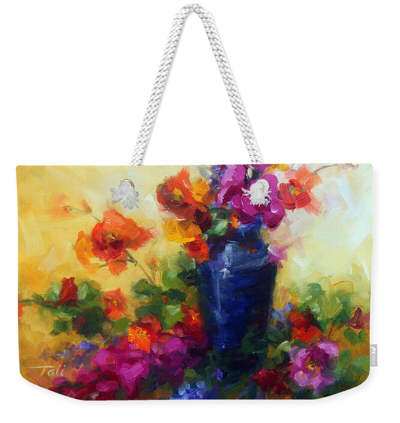 Flower Weekender Tote Bag featuring the painting Best Friends by Talya Johnson