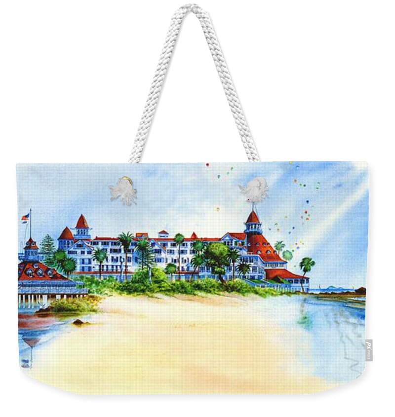  Weekender Tote Bag featuring the painting Hotel Del Coronado, BEST OF CORONADO by John YATO
