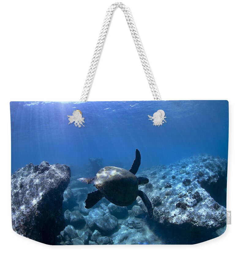 Sea Weekender Tote Bag featuring the photograph Between Two Rocks by Sean Davey