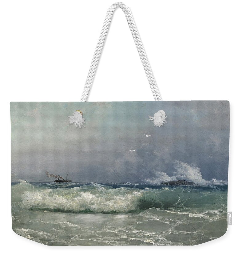 Ivan Konstantinovich Aivazovsky Weekender Tote Bag featuring the painting Biarritz by Ivan Konstantinovich Aivazovsky