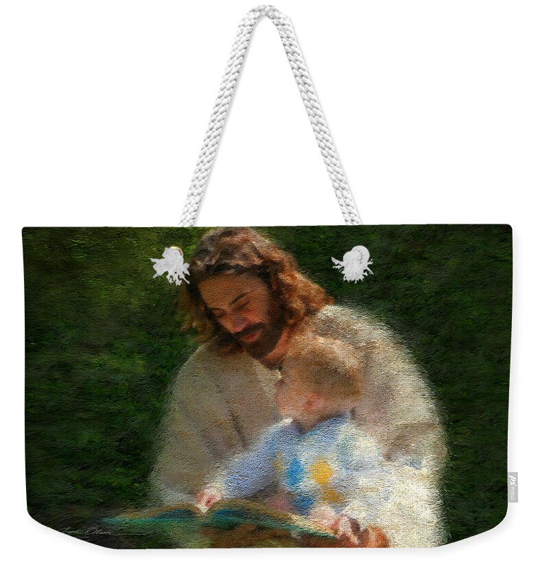Jesus Weekender Tote Bag featuring the painting Bible Stories by Greg Olsen