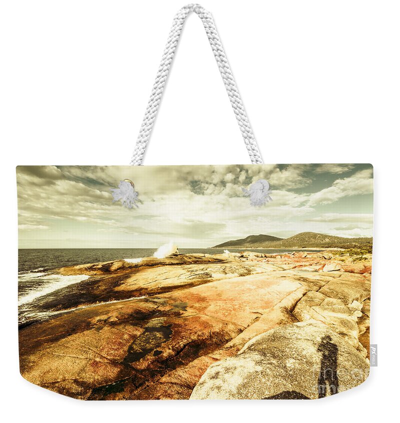Tasmania Weekender Tote Bag featuring the photograph Bicheno Blowhole tourist by Jorgo Photography