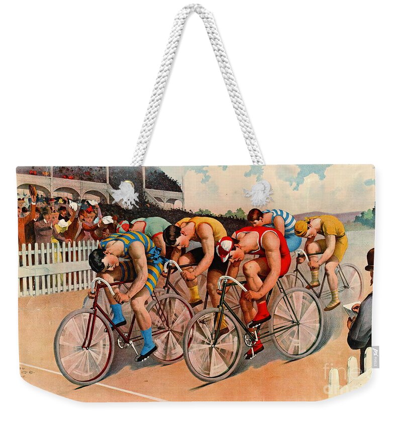 Bicycle Race 1895 Weekender Tote Bag featuring the photograph Bicycle Race 1895 by Padre Art