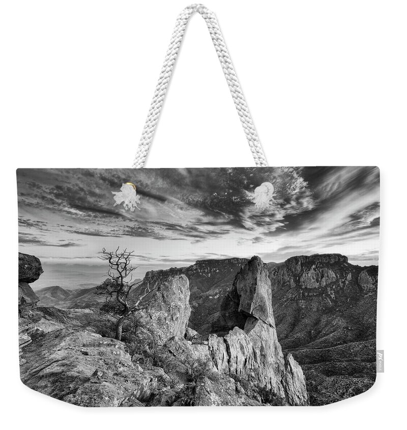 Big Bend National Park Weekender Tote Bag featuring the photograph Big Bend National Park Black and White 1 by Rob Greebon