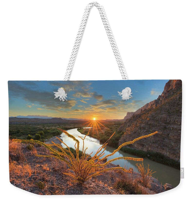 Santa Elena Canyon Weekender Tote Bag featuring the photograph Big Bend Sunrise at Santa Elena Canyon 1 by Rob Greebon
