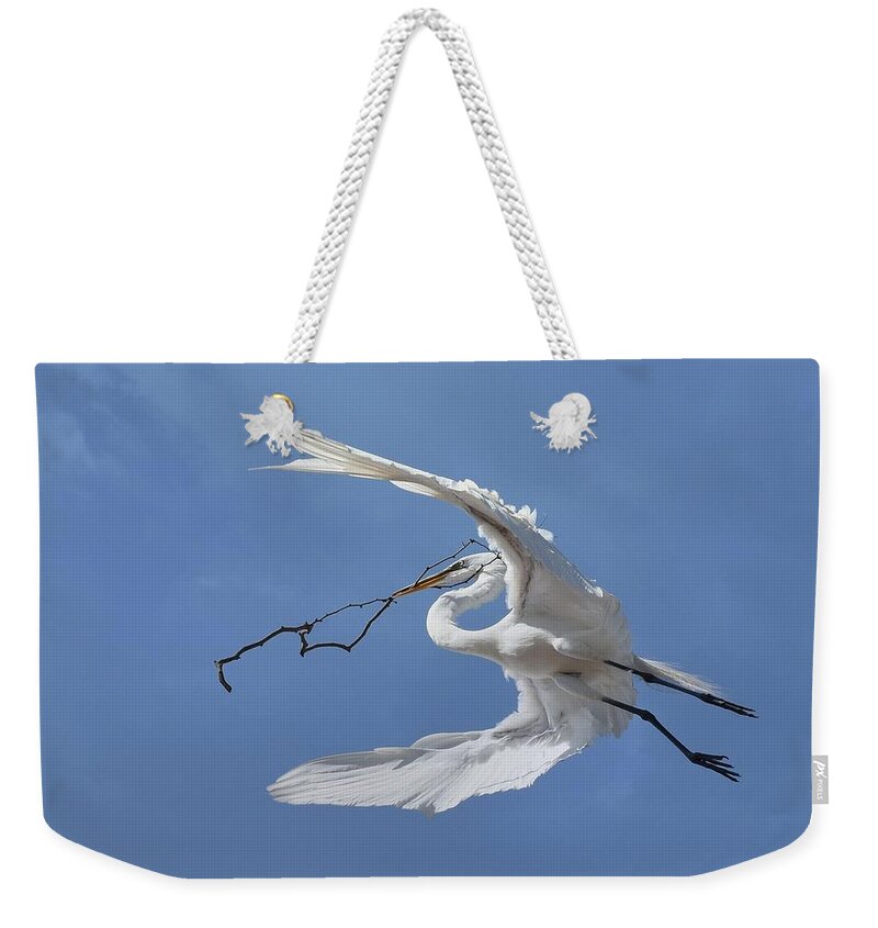 Great Egret Weekender Tote Bag featuring the photograph Big Branch 2 by Fraida Gutovich