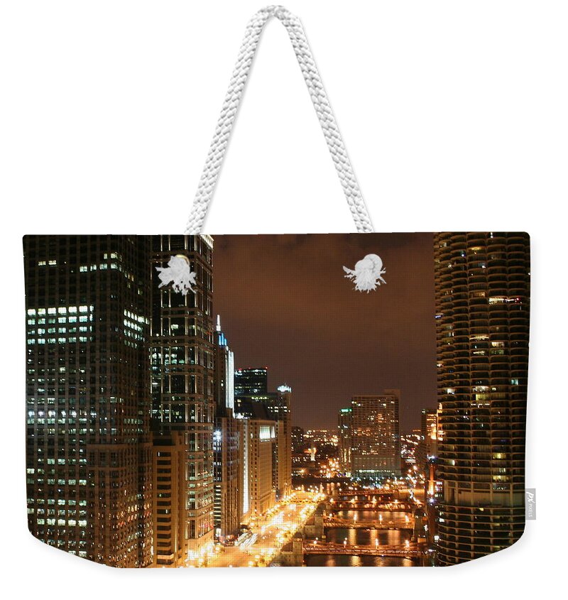 Cityscape Weekender Tote Bag featuring the photograph Big City Lights by Julie Lueders 