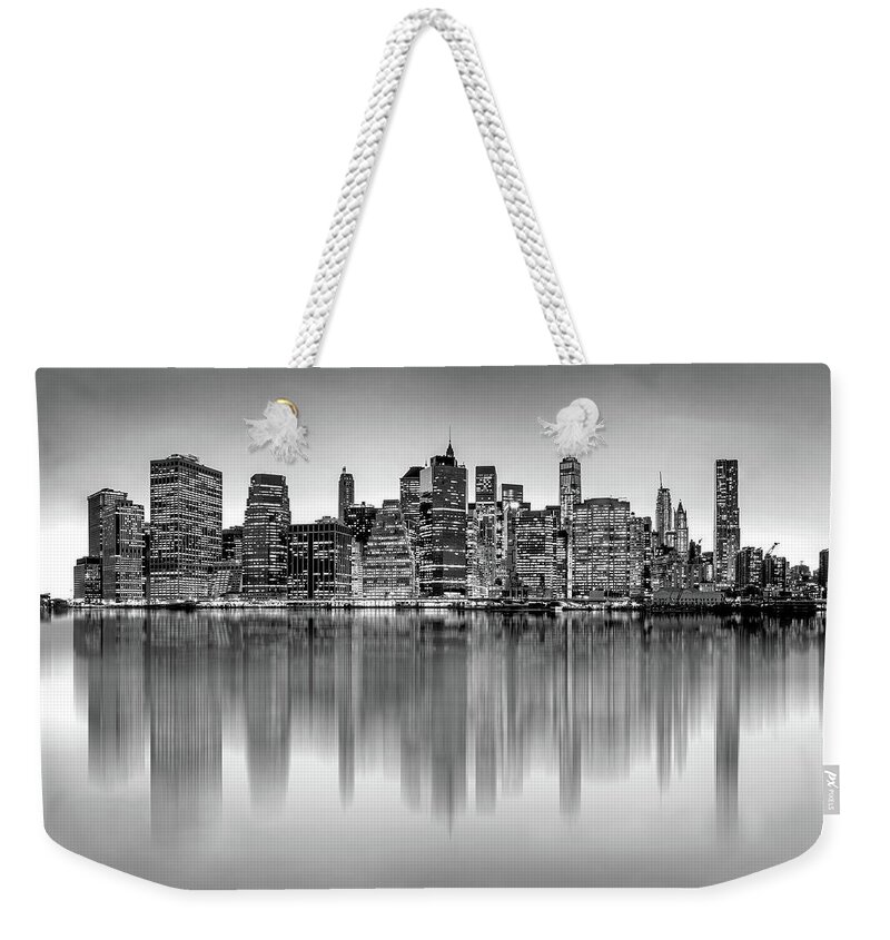 Manhattan Skyline Weekender Tote Bag featuring the photograph Big City Reflections by Az Jackson