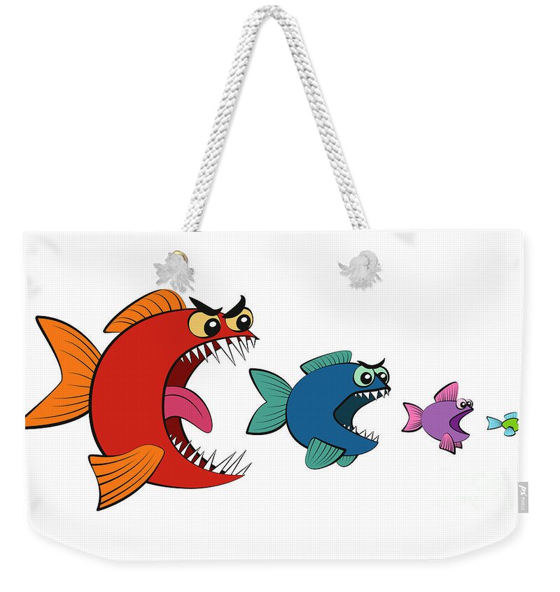 Big Fish Eating Small Fish Comic Weekender Tote Bag by Peter Hermes Furian  - Pixels