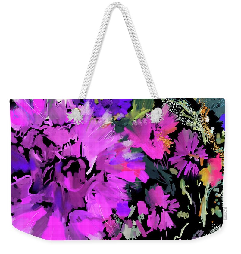 Dc Langer Weekender Tote Bag featuring the painting Flower Mash by DC Langer