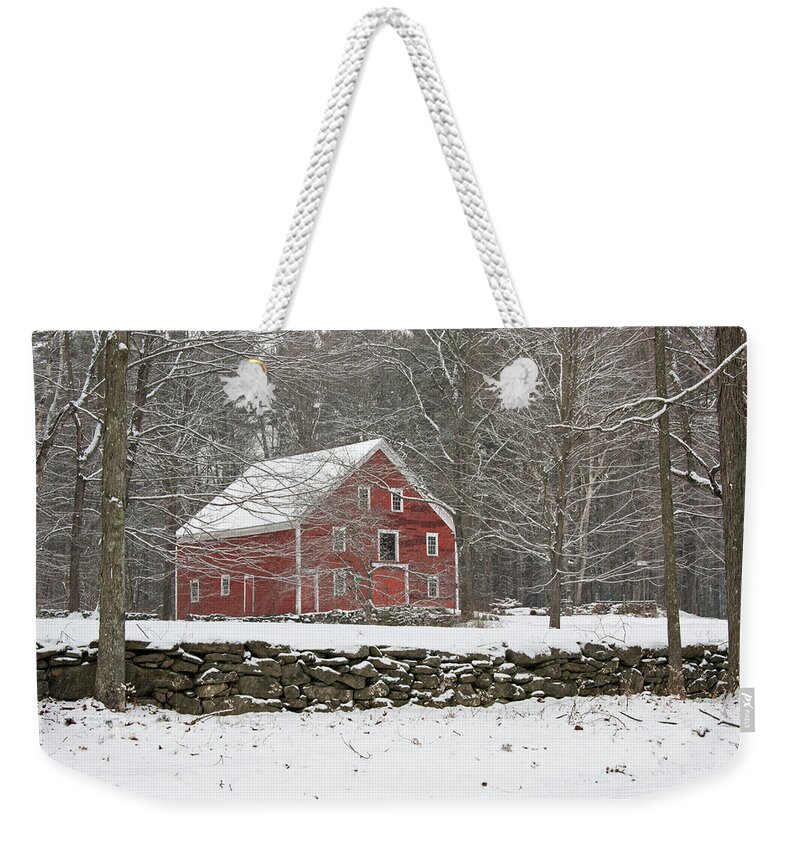 Garage Weekender Tote Bag featuring the photograph Big Red Barn by Brett Pelletier