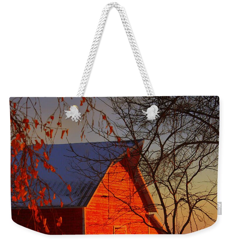 Barn Weekender Tote Bag featuring the photograph Big red barn by Julie Lueders 