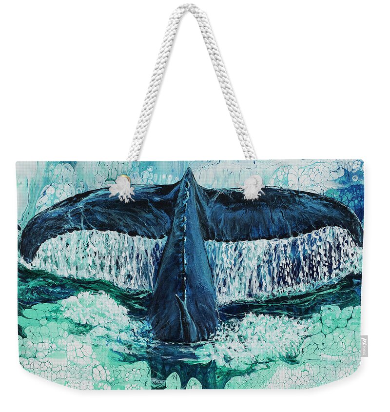 Whale Weekender Tote Bag featuring the painting Big Splash On Maui by Darice Machel McGuire